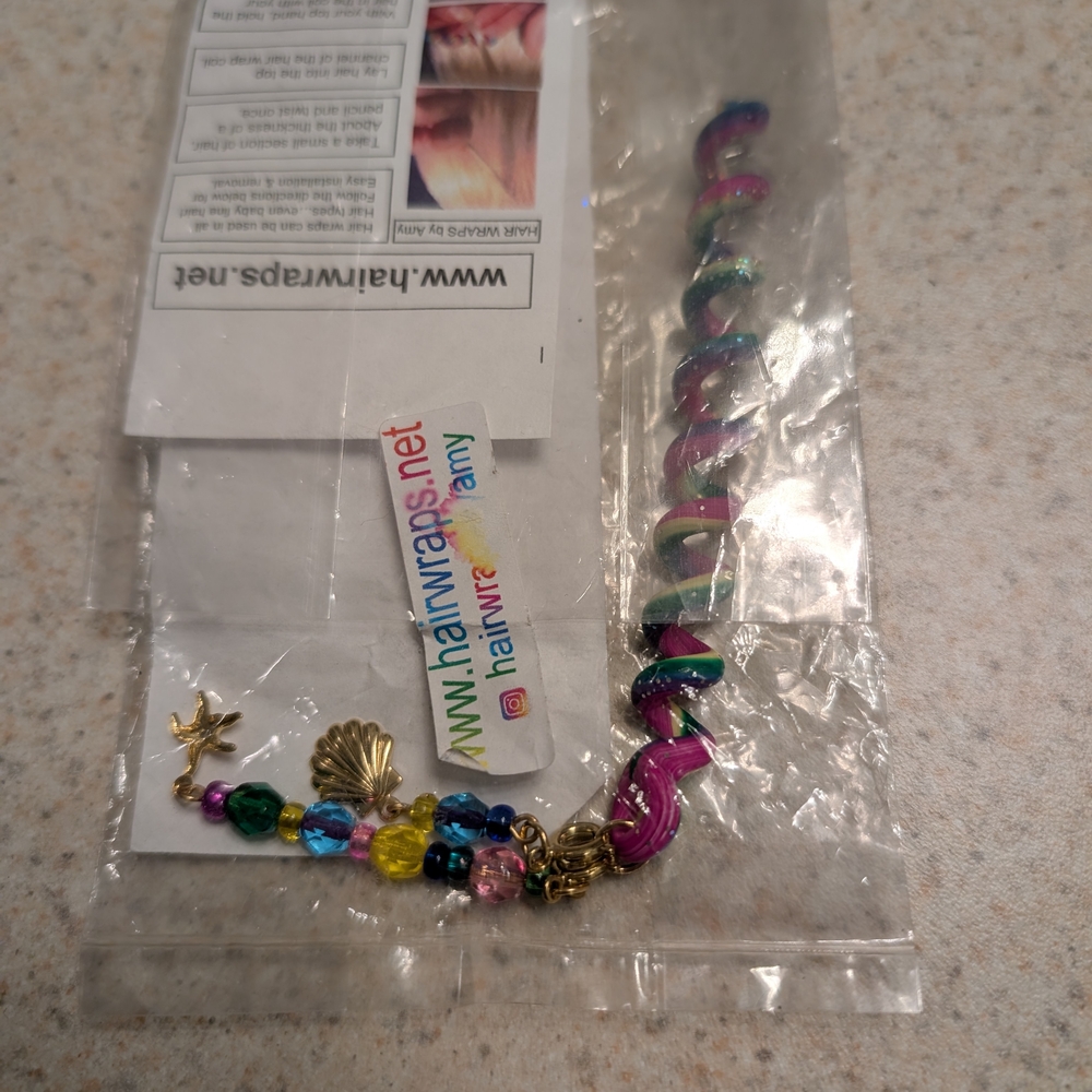 Colorful Hair Wrap with Sea Theme Charms! - Picture 4 of 4